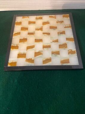 Handmade White and Brown Stone Chess Board ( B10 )